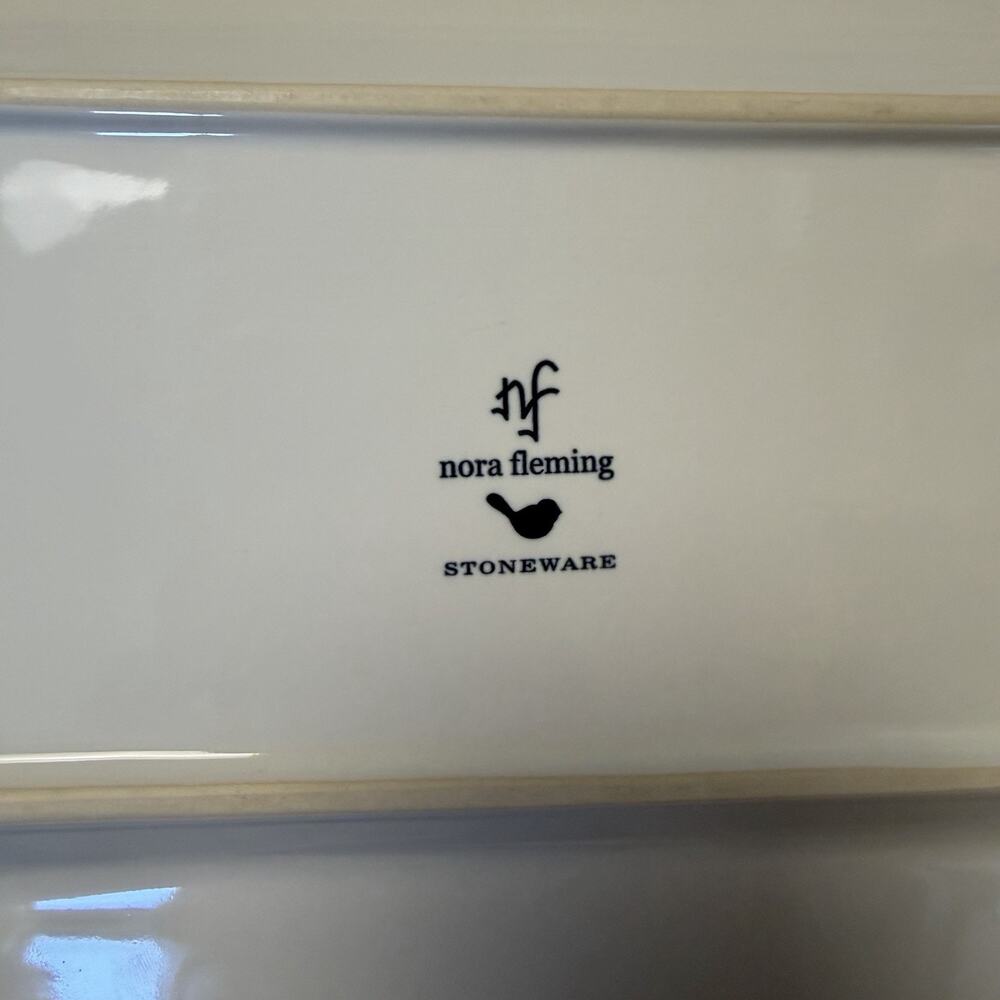 Nora Fleming RETIRED Y5 Pearl Dot 15” Rectangular Bread Tray Platter Stoneware - Picture 2 of 8